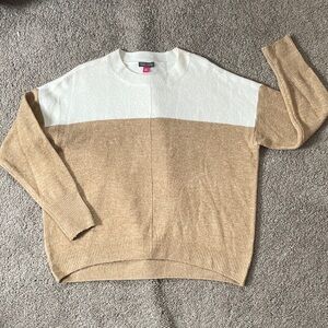 Two-Tone Sweater in White and Tan